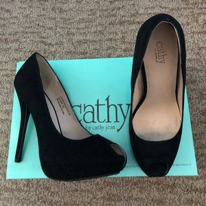 Cathy Jean Open Toe 5” Heel in Black